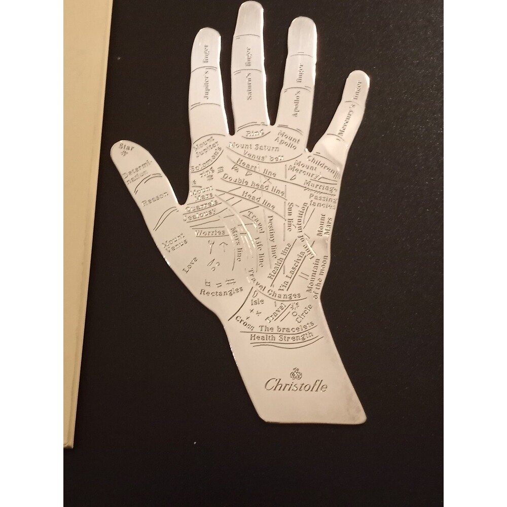 Vintage CHRISTOFLE France Silver Plated Palm Reading Hand (in English) WITH BOOK